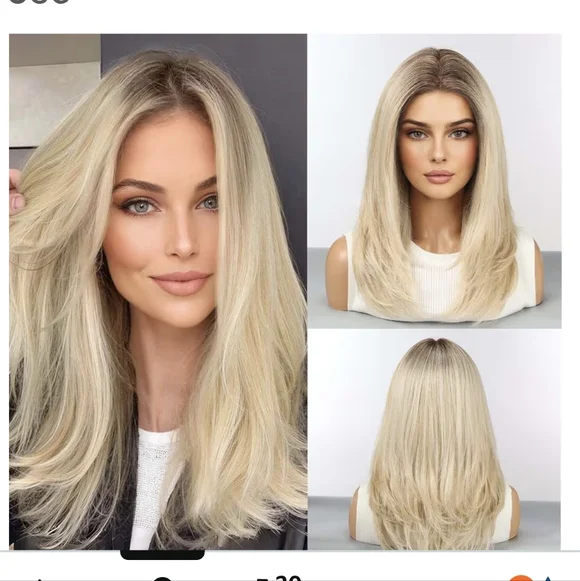 HAIRCUBE Human Hair Wig Lace Front, Rooted Creamy Light Blonde, 18" - Picture 2 of 15